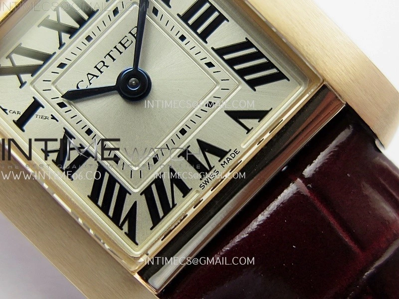 Tank Francaise Ladies 21.2mm RG 8848F 1:1 Best Edition Silver Dial on Red Leather Strap Ronda Quartz V2